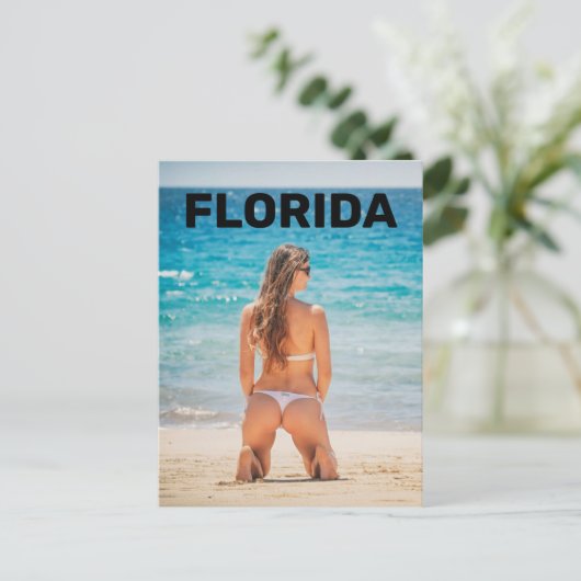 FLORIDA BEACH GIRL BIKINI-BRIEFKAARTEN BRIEFKAART (Staand voorkant)