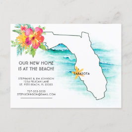 Florida Beach Home Nieuw Adres Aankondigingskaart