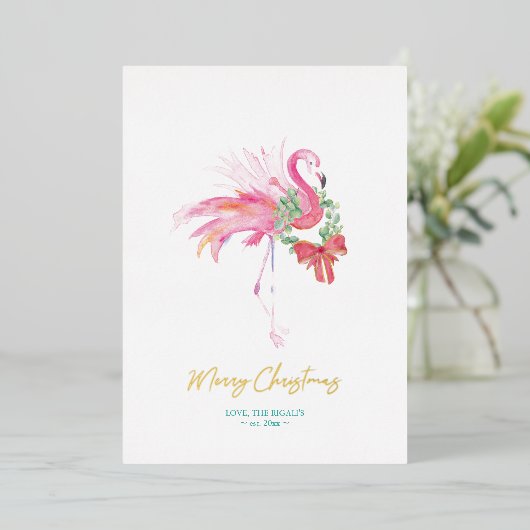 Florida Beach Kerst Waterverf gepersonaliseerd Folie Feestdagenkaart (Staand Voorkant)