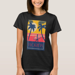 Florida Beach met palmbomen en Surfer Retro Sun T-shirt