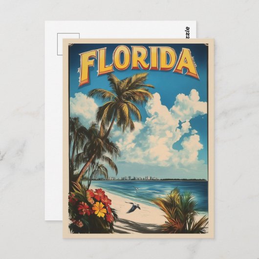 Florida Beach Ocean Palm Tree Travel Briefkaart (Voorkant / Achterkant)