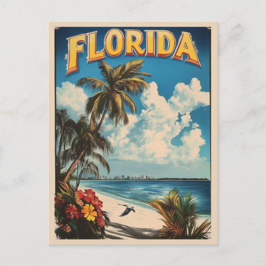 Florida Beach Ocean Palm Tree Travel Briefkaart (Voorkant)
