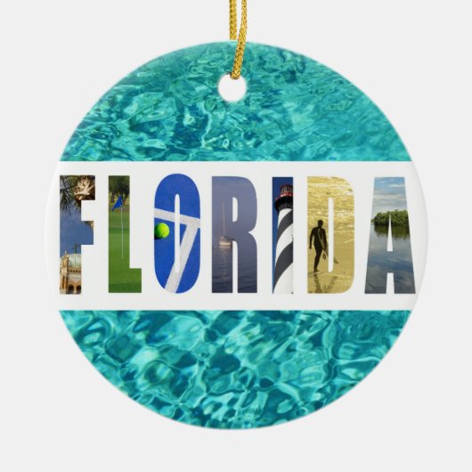 Florida Beach Ocean Travel Foto's Kerstmis Keramisch Ornament (Voorkant)