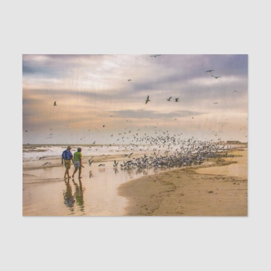 Florida Beach op Sunset - Travel Photography Birds Tissuepapier (Voorkant)