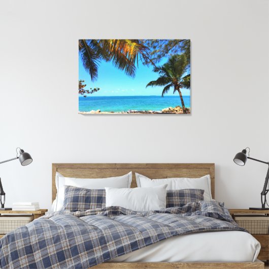 Florida Beach Palm Trees Canvas Afdruk (Insitu (Slaapkamer))