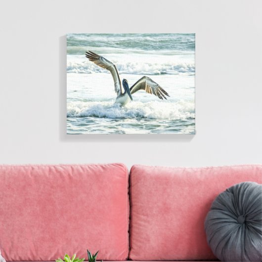 Florida Beach Pelican Canvas Afdruk (Insitu (Woonkamer))
