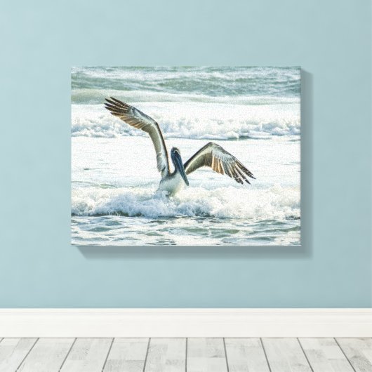 Florida Beach Pelican Canvas Afdruk (Insitu (Houten vloer))