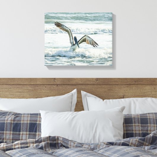 Florida Beach Pelican Canvas Afdruk (Insitu (Slaapkamer))