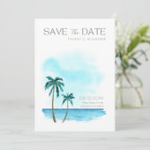 Florida Beach Photo Waterverf Destination Wedding Save The Date (Staand voorkant)