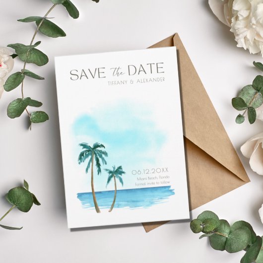 Florida Beach Photo Waterverf Destination Wedding Save The Date