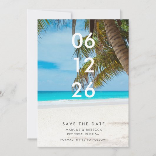 Florida Beach Photo Wedding Save the Date (Voorkant)