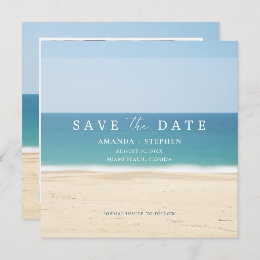 Florida Beach Photo Wedding Save the Date Aankondiging (Voorkant / Achterkant)