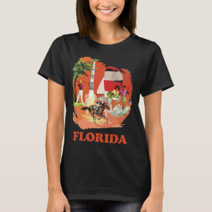 Florida Beach Raket Retro Rood Reizen T-shirt