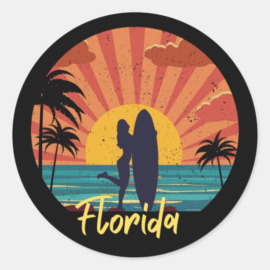 Florida Beach Ronde Sticker (Voorkant)