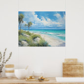 Florida Beach Scene. Kristalhelder blauw water. Poster (Keuken)