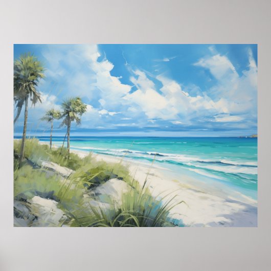 Florida Beach Scene. Kristalhelder blauw water. Poster (Voorkant)