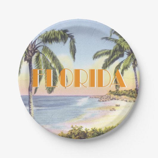 Florida Beach Scene stijl Papieren Bordje (Voorkant)