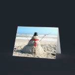Florida Beach Snowman en de Elf - Wenskaart Feestdagen Kaart<br><div class="desc">In Florida weten we hoe we het kunnen laten werken...  geen sneeuw? Wie is Cares? We bouwen een Sandman!</div>