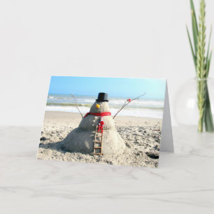 Florida Beach Snowman en de Elf - Wenskaart Feestdagen Kaart