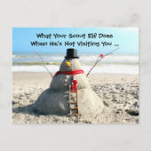 Florida Beach Snowman en Elf Kerstmis Briefkaart (Voorkant)