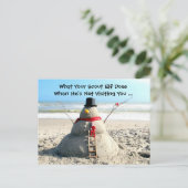 Florida Beach Snowman en Elf Kerstmis Briefkaart (Staand voorkant)