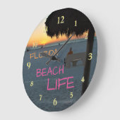 Florida Beach Sunset met Man Zittend op Bench Grote Klok (Hoek)