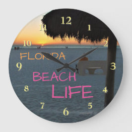 Florida Beach Sunset met Man Zittend op Bench Grote Klok