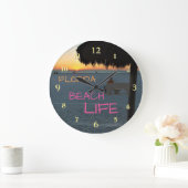 Florida Beach Sunset met Man Zittend op Bench Grote Klok (Huis)