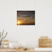 Florida Beach Sunset met vogels Poster (Keuken)