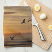 Florida Beach Sunset met vogels Theedoek (Quarter Fold)