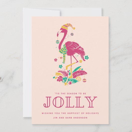 Florida Beach Tropical Flamingo Kerstmis Feestdagenkaart (Voorkant)