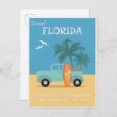 Florida Beach Vintage Travel Poster Briefkaart (Voorkant / Achterkant)