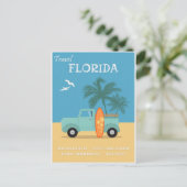 Florida Beach Vintage Travel Poster Briefkaart (Staand voorkant)