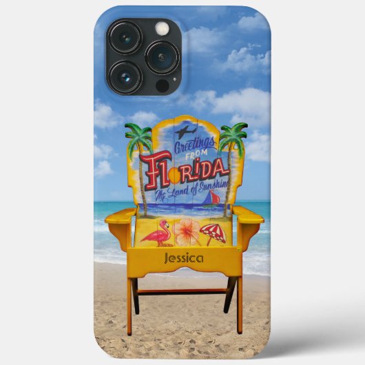 Florida Beach voorzitter met jouw naam Case-Mate iPhone Case (Achterkant)
