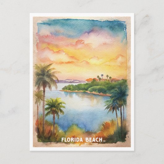 Florida Beach Waterverf schilderij Briefkaart (Voorkant)