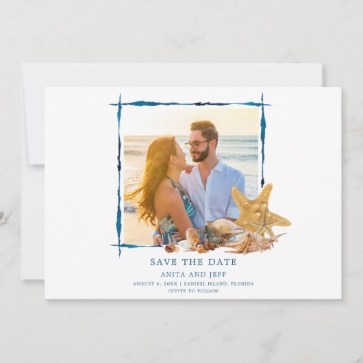 Florida Beach Wedding Photo Save the Date (Voorkant)