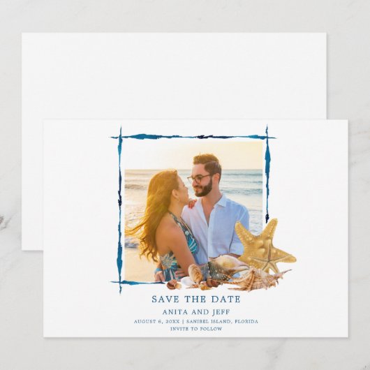Florida Beach Wedding Photo Save the Date (Voorkant / Achterkant)