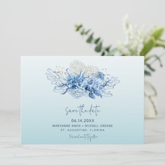 Florida Beach Wedding Photo Save the Date (Staand voorkant)