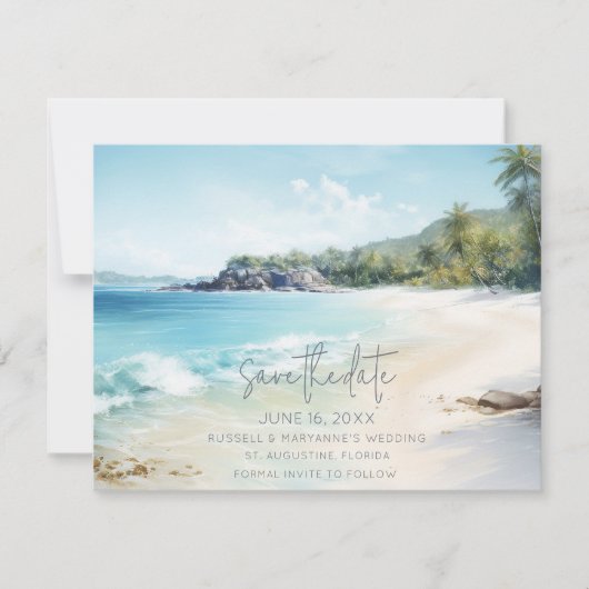 Florida Beach Wedding Photo Save the Date Aankondiging (Voorkant)