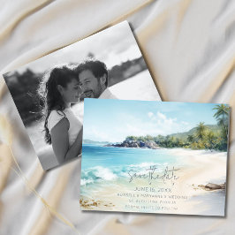 Florida Beach Wedding Photo Save the Date Aankondiging