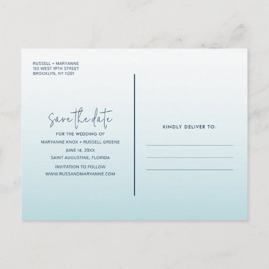 Florida Beach Wedding Save the Date Aankondigingskaart (Achterkant)