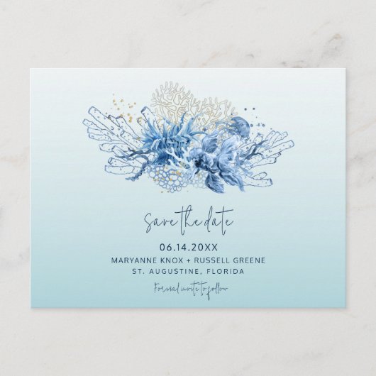 Florida Beach Wedding Save the Date Aankondigingskaart (Voorkant)