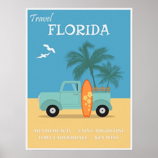 Florida Beaches Vintage Travel Poster (Voorkant)