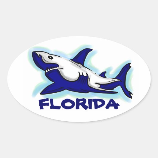 Florida blue shark thema ovale stickers (Voorkant)