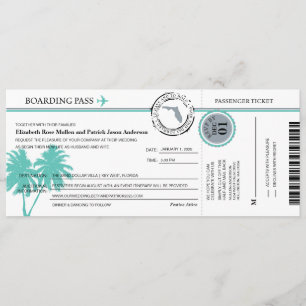 Florida Boarding Pass huwelijksuitnodiging Kaart