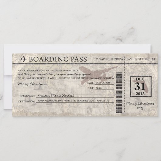 Florida Boarding Pass Kaart (Voorkant)
