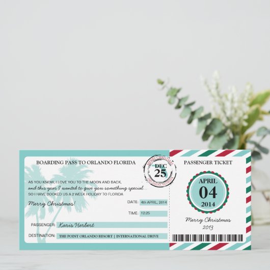 Florida Boarding Pass Kaart (Staand voorkant)