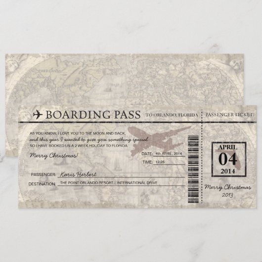 Florida Boarding Pass Kaart (Voorkant / Achterkant)