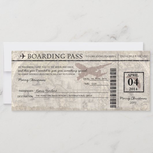 Florida Boarding Pass Kaart (Voorkant)
