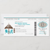 Florida Boarding Pass Wedding Invitation Kaart (Voorkant)